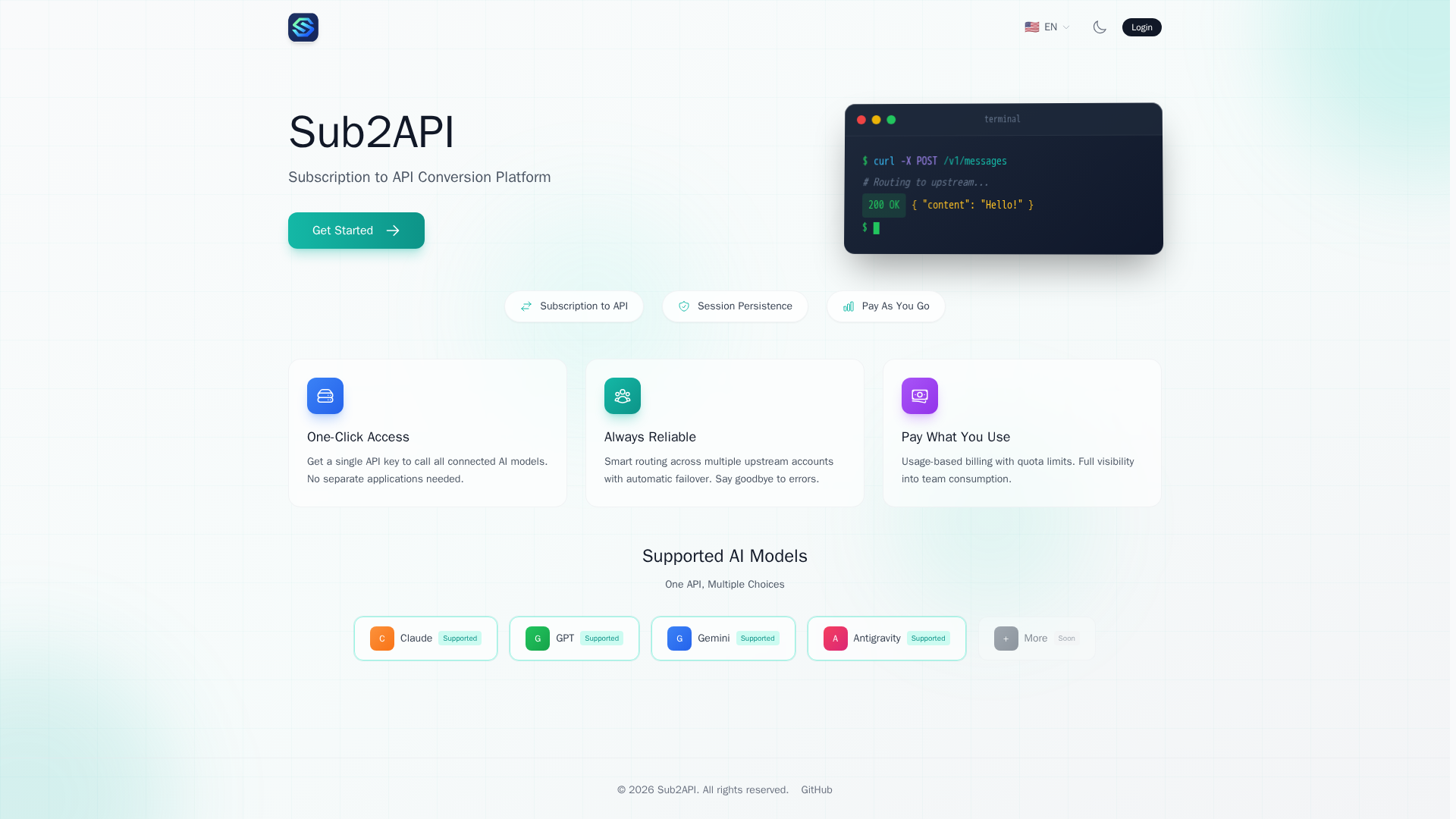 Sub2API:一站式开源 AI API 网关,统一管理你的 AI 订阅配额 Sub2API:一站式开源 AI API 网关,统一管理你的 AI 订阅配额